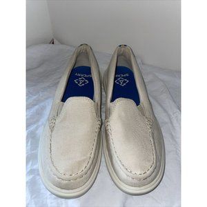 Sperry Canvas Captain's Moccasin Women's 8M Tan Beige Cream Brulee Shoe Slip-on